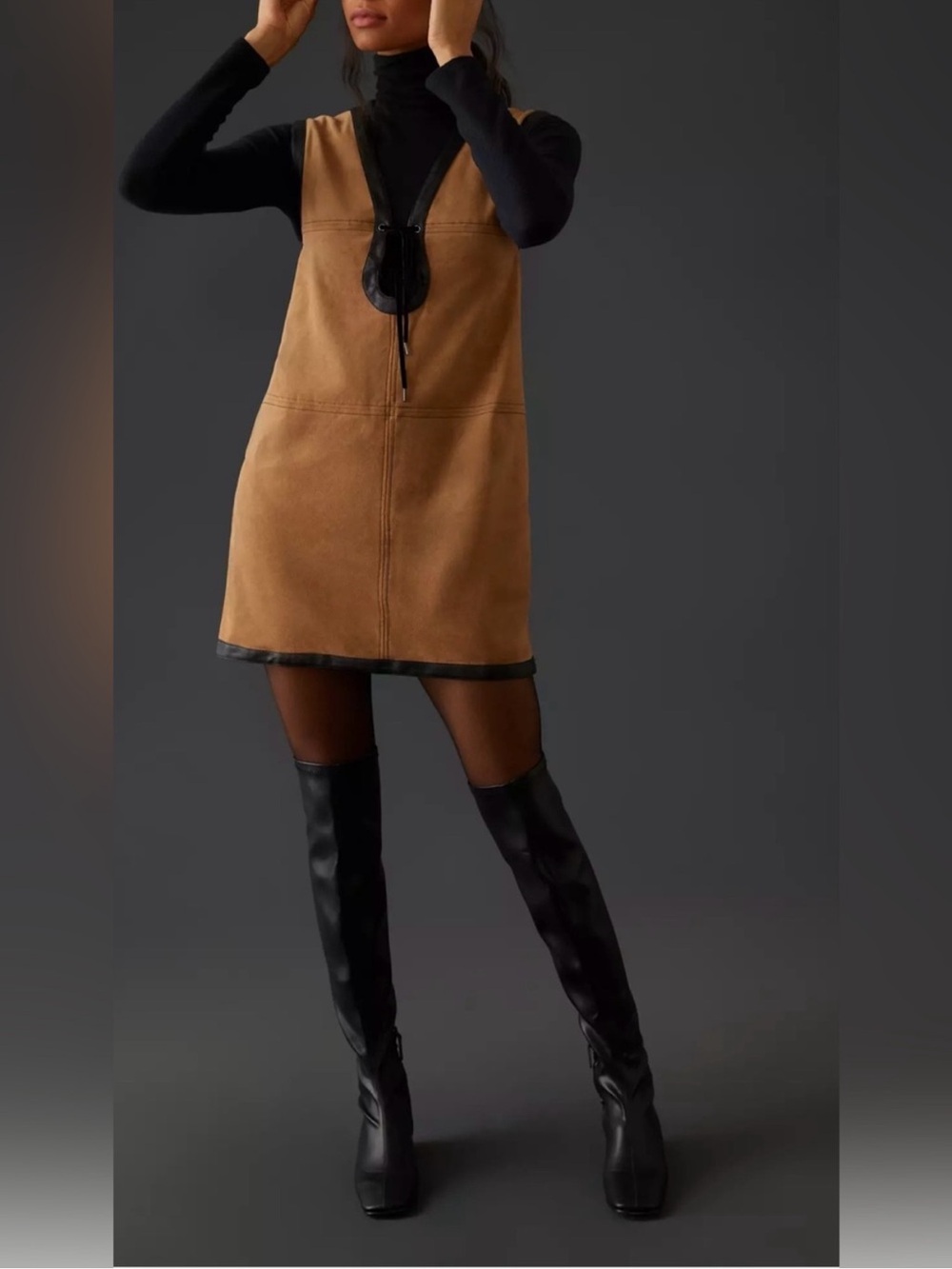 By Anthropologie Faux Suede Shell Mini Dress